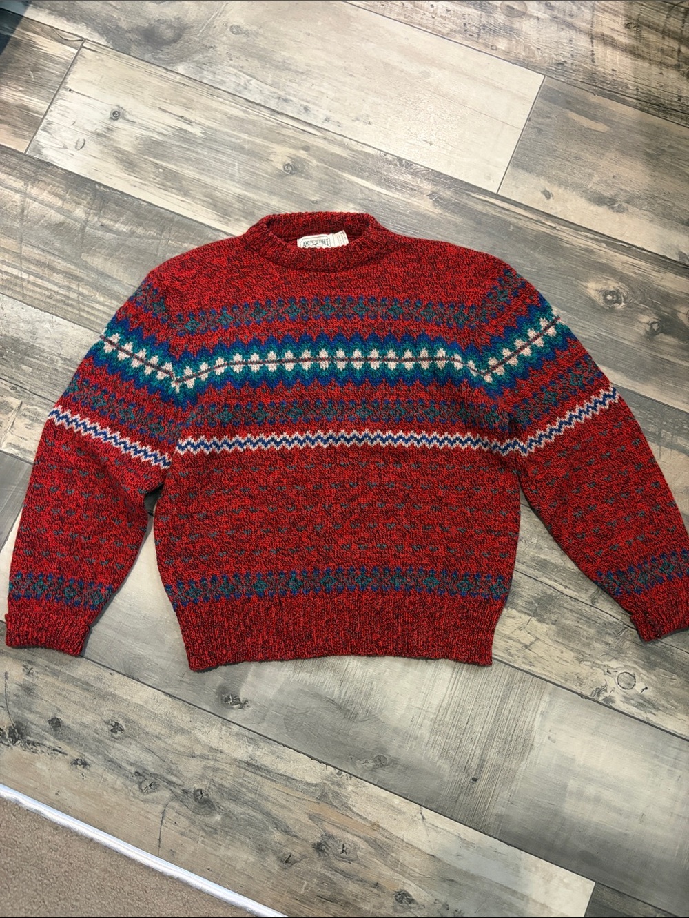 Vintage American Eagle Holiday Winter Sweater Size Large Made in USA wool blend